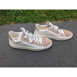 Ara Women's Camden Lace Up Sneakers Sz 9 White Sand Preppy Gold